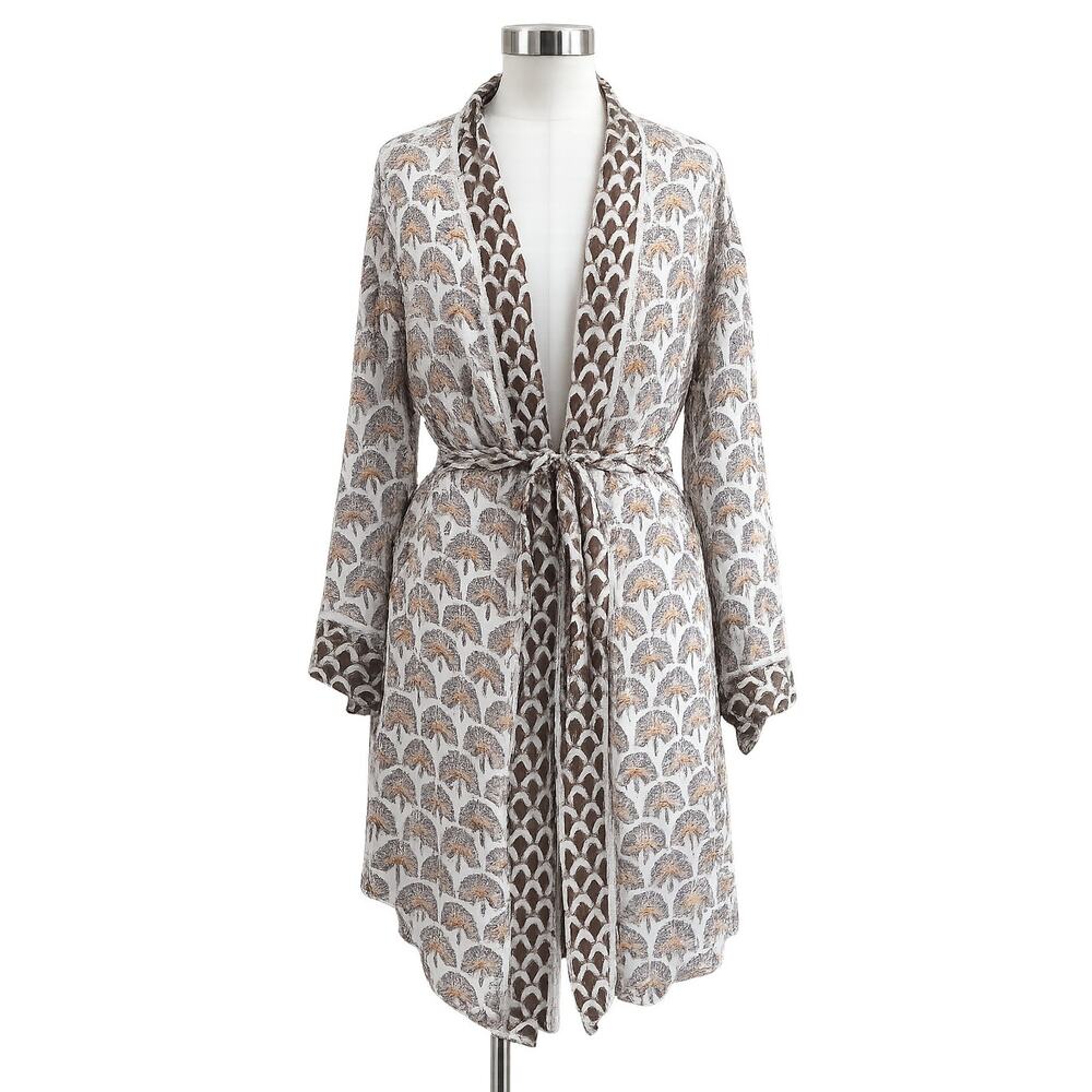 World Market Hand Block Print Cotton Kimono Cover Up One Size